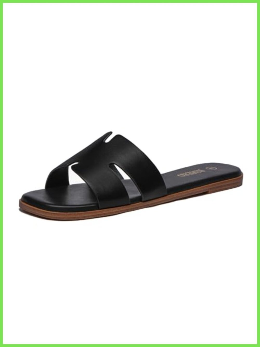 Flat Slide Sandals Women Square Toe PU Slip On Comfort Summer